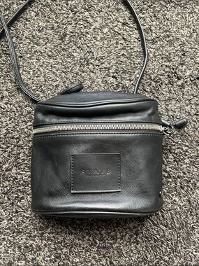 STATE Black Leather Belt Bag with Top Zip